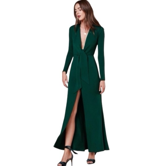 NWT Reformation Aria Tie Front Maxi Dress in Emerald - Size S - Picture 3 of 15
